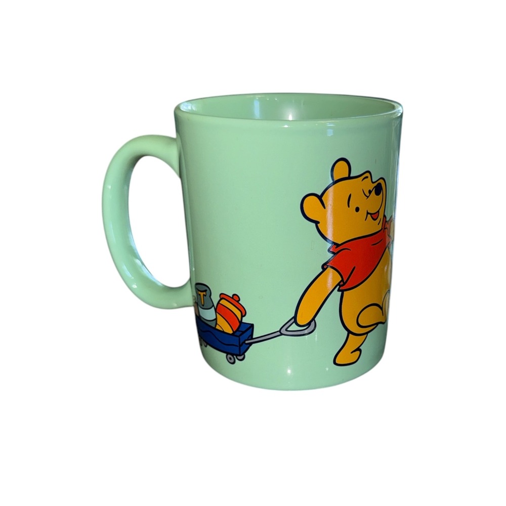 Disney Winnie the Pooh Mint Green Ceramic Coffee Mug Honey Wagon Bee Tree‎ Sign
